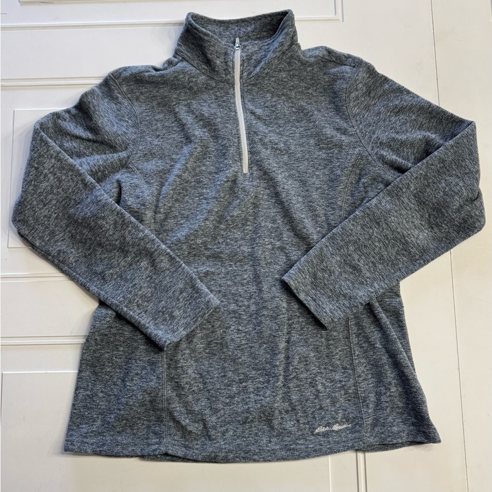 Eddie Bauer Women’s Size Medium Heather Gray Fleece 1/4 Zip Sweatshirt